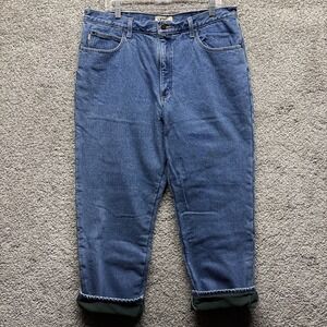 LL Bean Fleece Lined Jeans Mens 38x30 Blue Denim Classic Fit Straight 162343 VTG